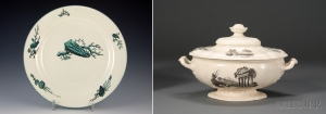 Wedgwood Creamware plate 1777 and tureen 1780 - courtesy Juno Antiques and Skinner Inc